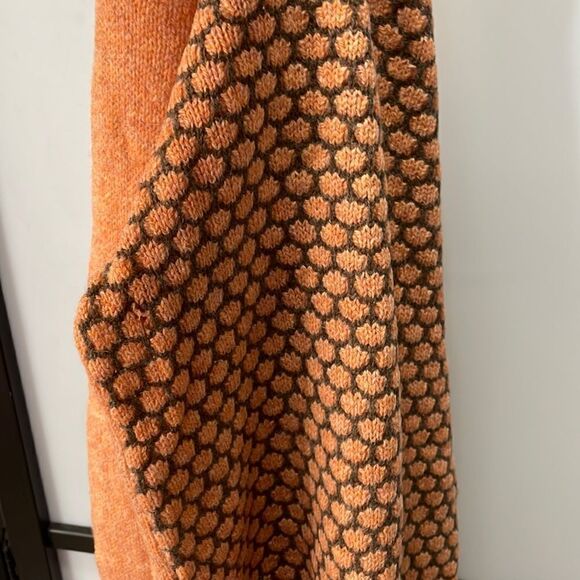 [L] Vintage Murray Brothers Scottish Wool Knit Sweater Orange & Brown 70s Print - Picture 13 of 15